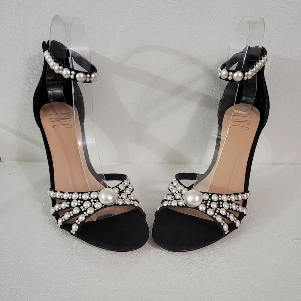 NEW INC International Concepts Black Pearl Embellished Heels